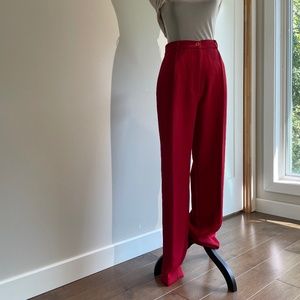 Red TailoredWide Leg High Waist Drape Slacks Pants